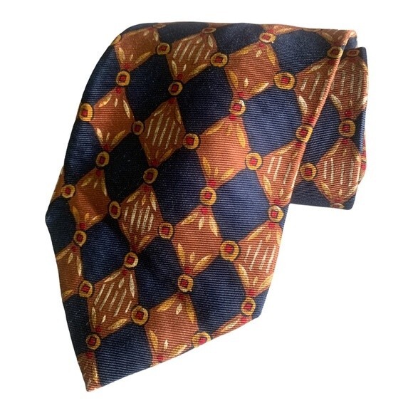 Burberrys of London Tie Men's Blue Geometric 100% Silk Necktie Career Luxury - Picture 1 of 7